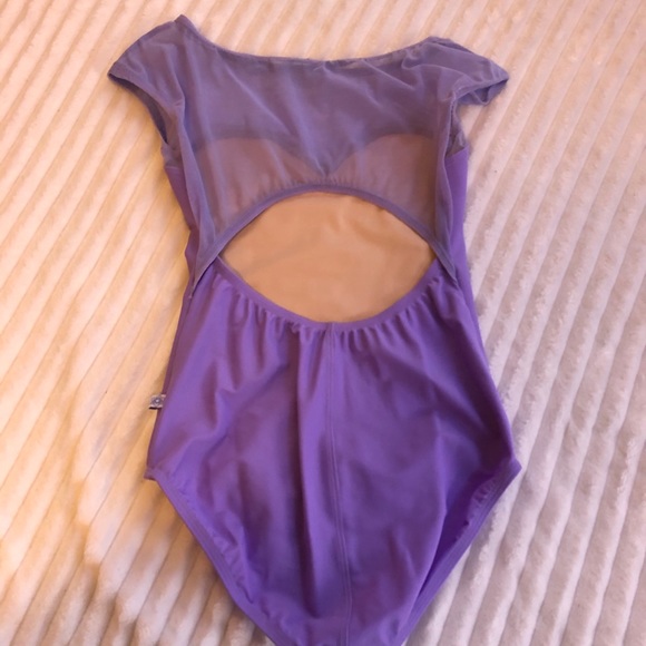 Lavender Mesh Sleeve Leotard - Picture 2 of 4